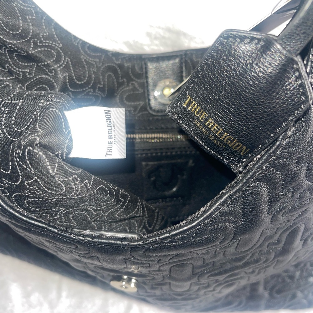 NWT True Religion Black Soft Leather Shoulder Bag - Picture 8 of 9